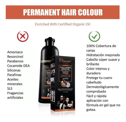 Shampoo con tinte anticanas - Disaar Collagen Argan Oil
